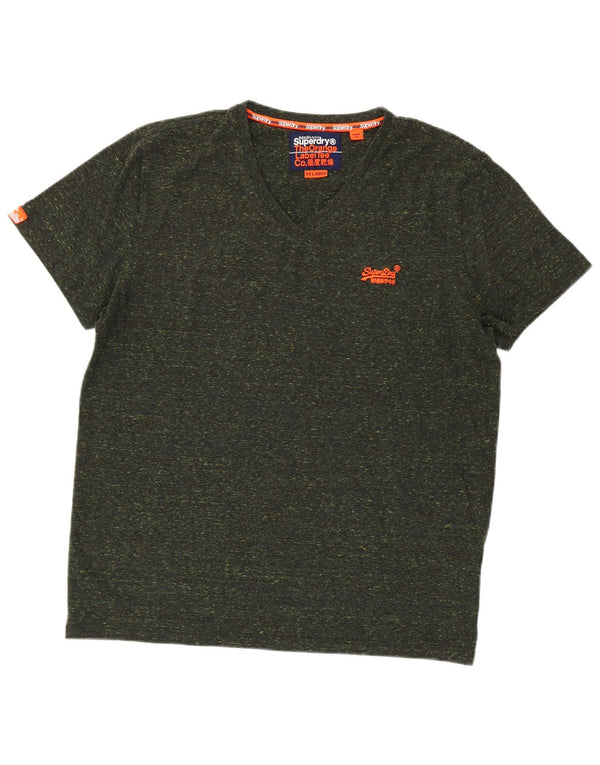 Superdry muška majica kratkih rukava 2XL kaki flekasti pamuk