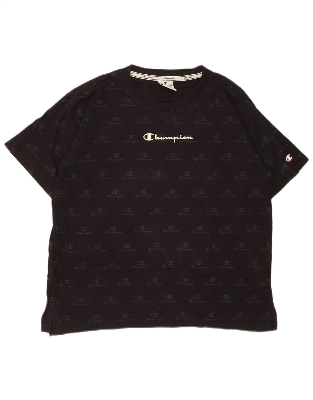 CHAMPION Ženska prevelika majica s kratkim rukavima UK 10, mali crni pamuk