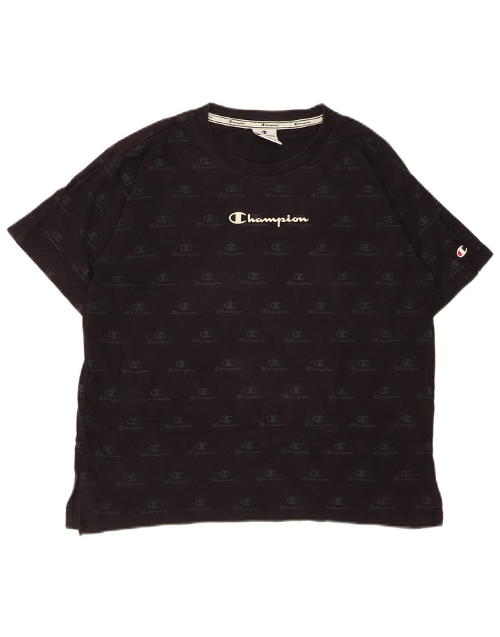 CHAMPION Ženska prevelika majica s kratkim rukavima UK 10, mali crni pamuk