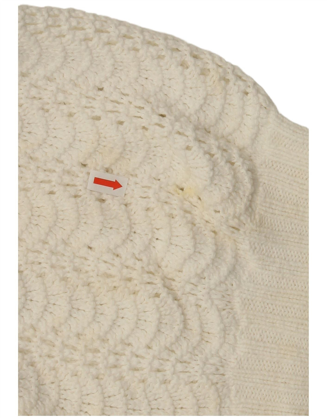 VINTAGE ženski džemper s okruglim izrezom kratkih rukava UK 14 Srednje bijeli