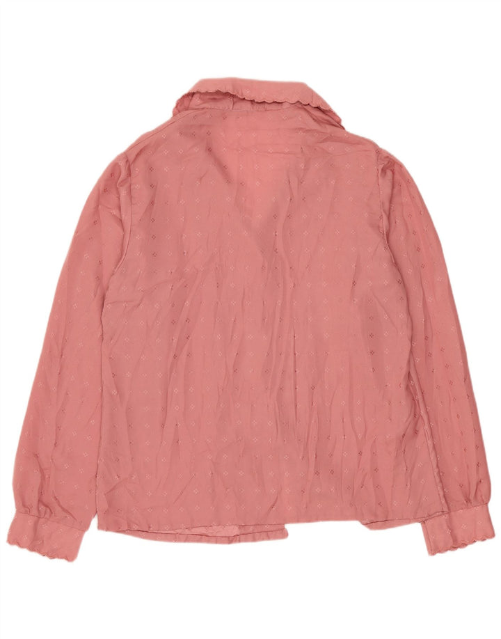 VINTAGE gornji dio ženske bluze UK 14 Large Pink Geometric