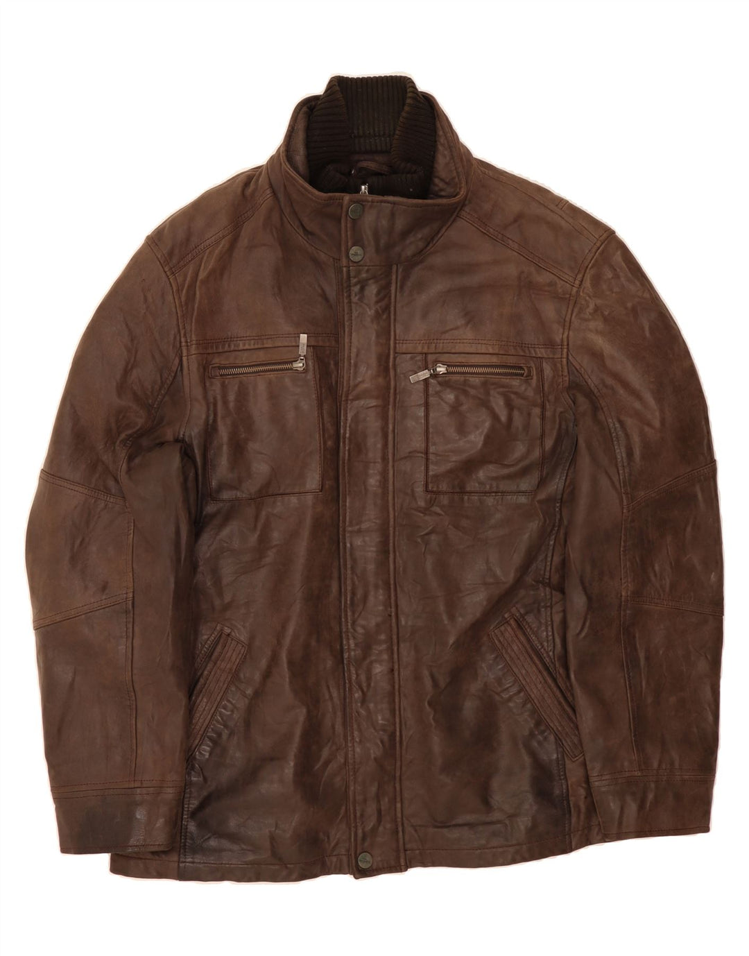 ENGBERS Mens Leather Jacket IT 52 XL Brown Vintage Engbers and Second-Hand Engbers from Messina Hembry 