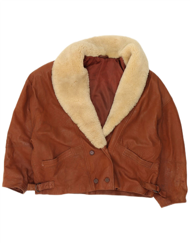 ST MICHAEL Ženska jakna s dvostrukim kopčanjem UK 18 XL, smeđa koža