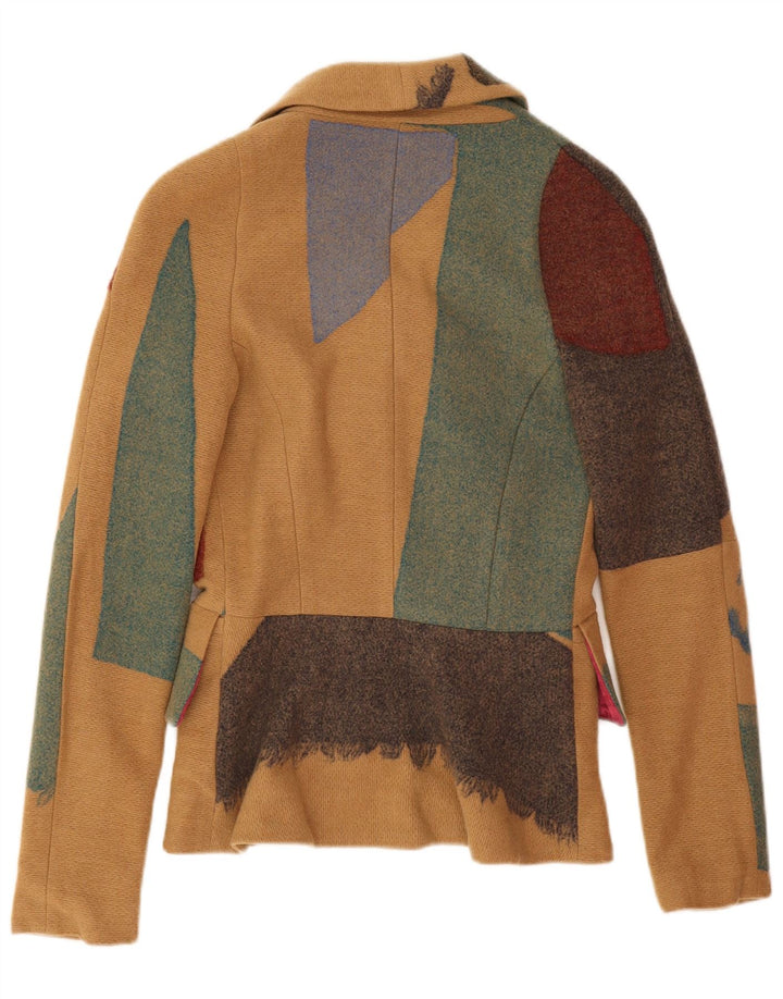 Ženska jakna sa 3 gumba Desigual Graphic UK 8 Small Beige Patchwork