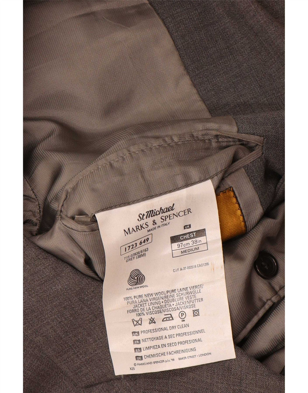Marks & Spencer muška jakna sa 3 gumba UK 38 srednje siva nova vuna