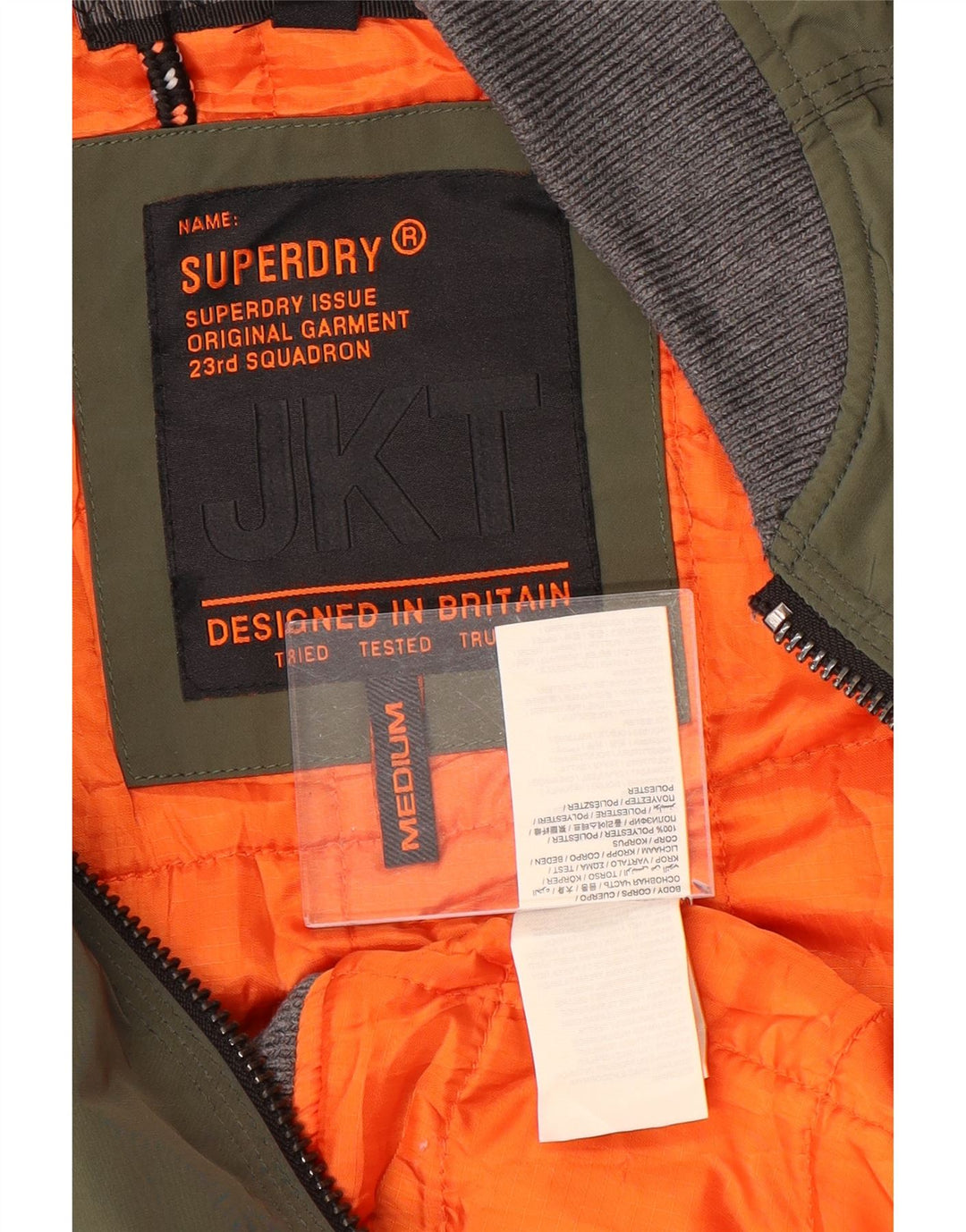 Superdry muška bomber jakna UK 38 Srednji kaki poliester u boji