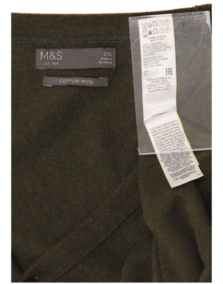 Marks & Spencer muški kardigan džemper 2XL kaki pamuk