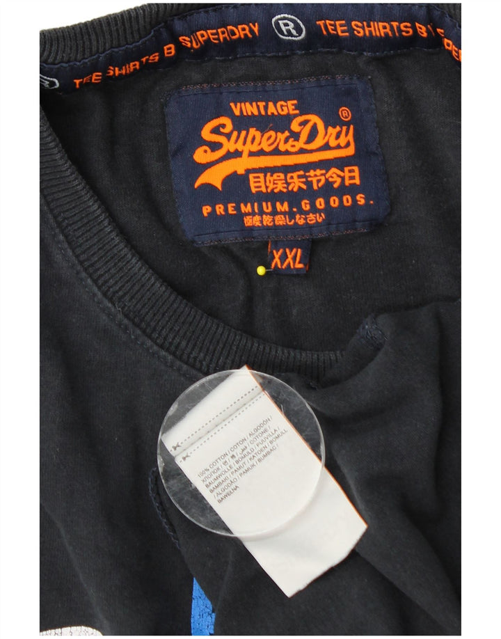 SUPERDRY muška grafička majica dugih rukava 2XL tamnoplavi pamuk