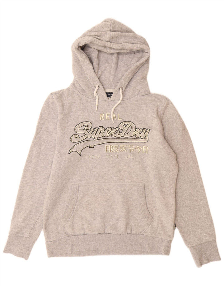 SUPERDRY Ženska majica s kapuljačom s kapuljačom UK 14 Veliki sivi flekasti pamuk