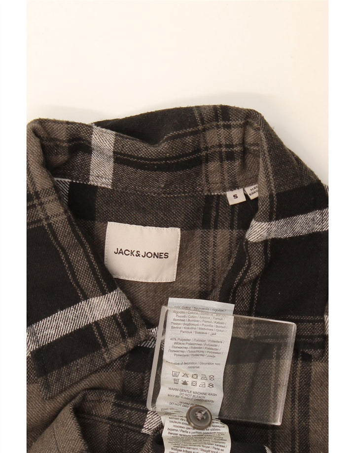 Jack & Jones muška flanelska košulja mala siva karirana pamuk