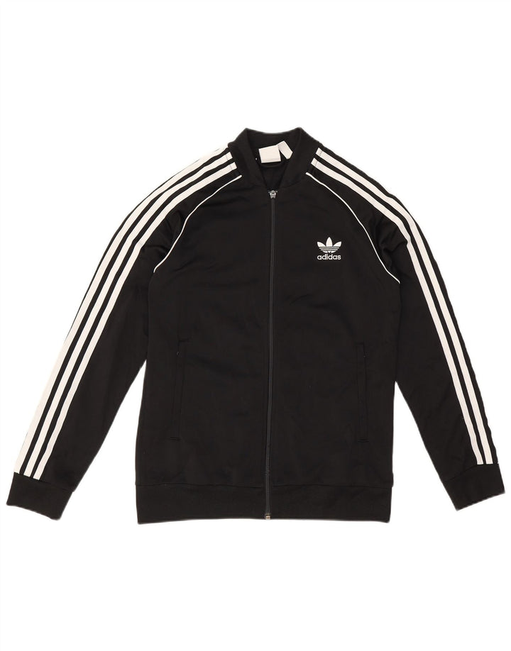 Gornja jakna od trenirke Adidas za dječake 12-13 godina, crni poliester