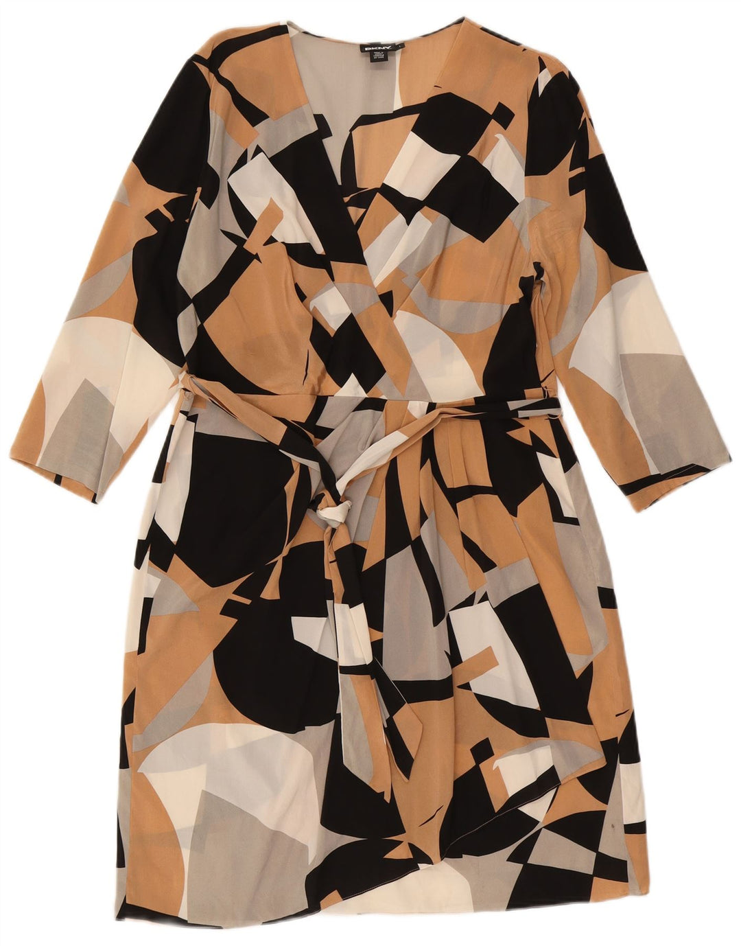 DKNY ženska plašt haljina 3/4 rukava UK 14 velika raznobojna geometrijska