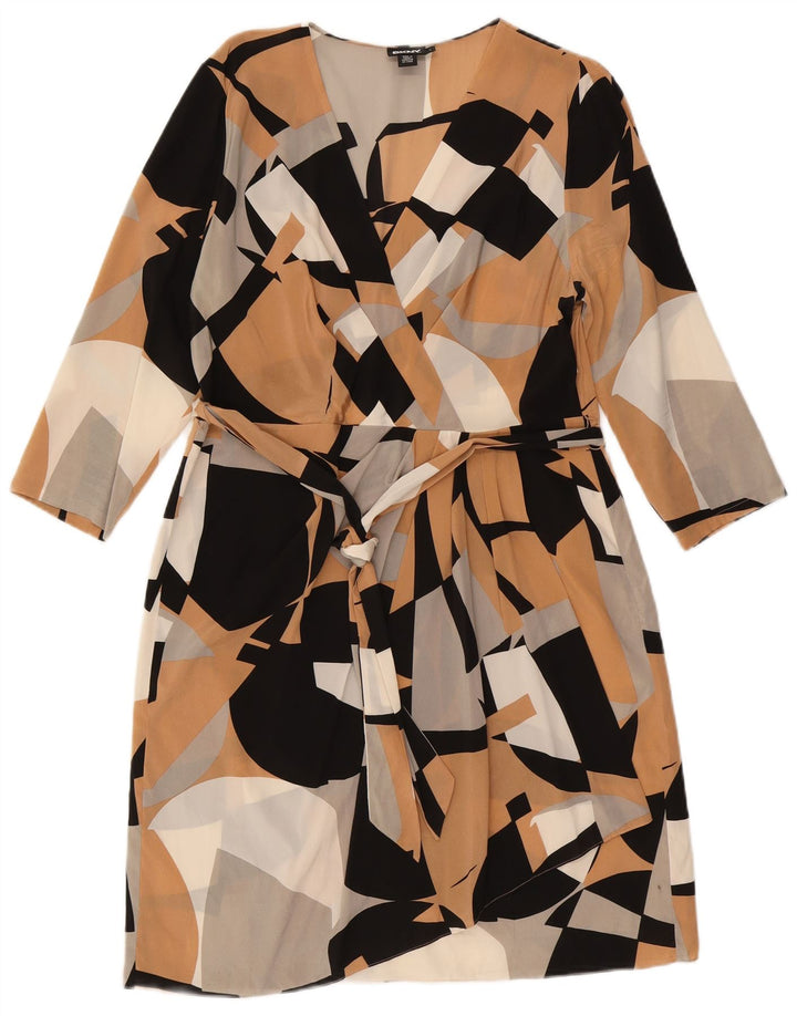 DKNY ženska plašt haljina 3/4 rukava UK 14 velika raznobojna geometrijska
