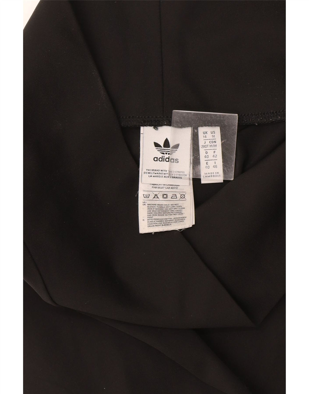 Adidas ženske grafičke tajice UK 14 velike crne poliesterske