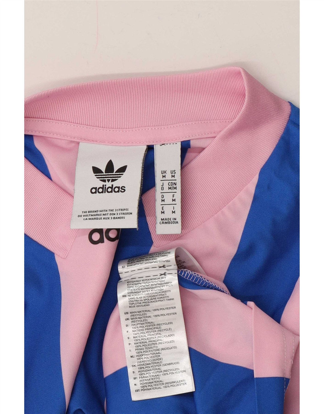 Adidas muška grafička majica kratkih rukava, srednji ružičasti prugasti poliester
