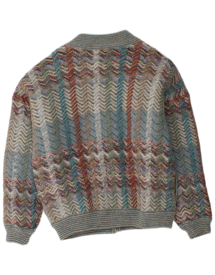 Vintage muška pletena bomber jakna IT 50 velika raznobojna vuna