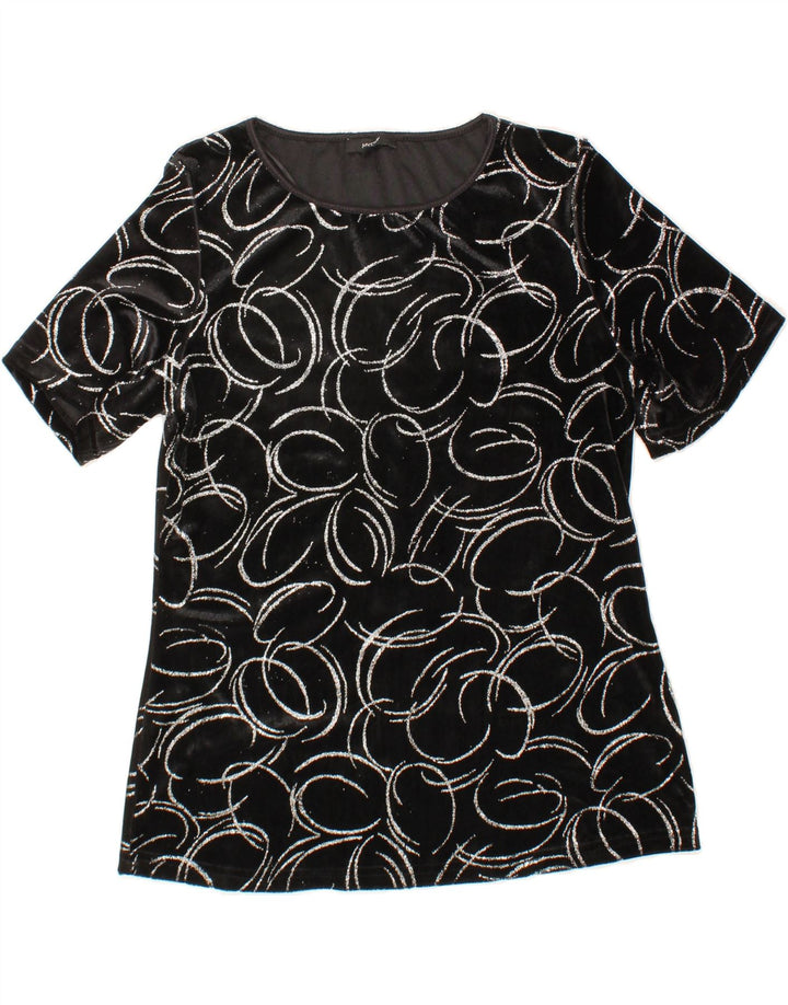 VINTAGE Womens Abstract Pattern Blouse Top UK 14 Medium Black Polyester Vintage Vintage and Second-Hand Vintage from Messina Hembry 