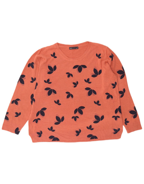 Marks & Spencer ženski džemper s okruglim izrezom UK 22 3XL ružičasti cvjetni