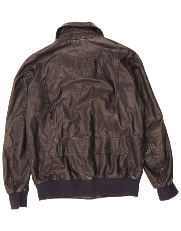 AERONAUTICA MILITARE Ženska grafička jakna IT 42 srednje crna koža