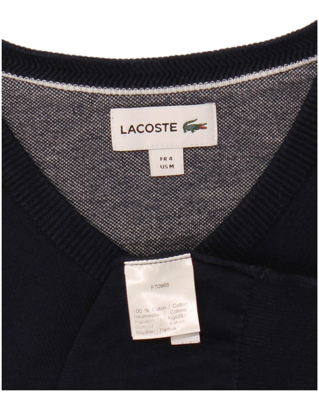 LACOSTE muški džemper s V-izrezom, veličina 4, srednje tamnoplavi pamuk