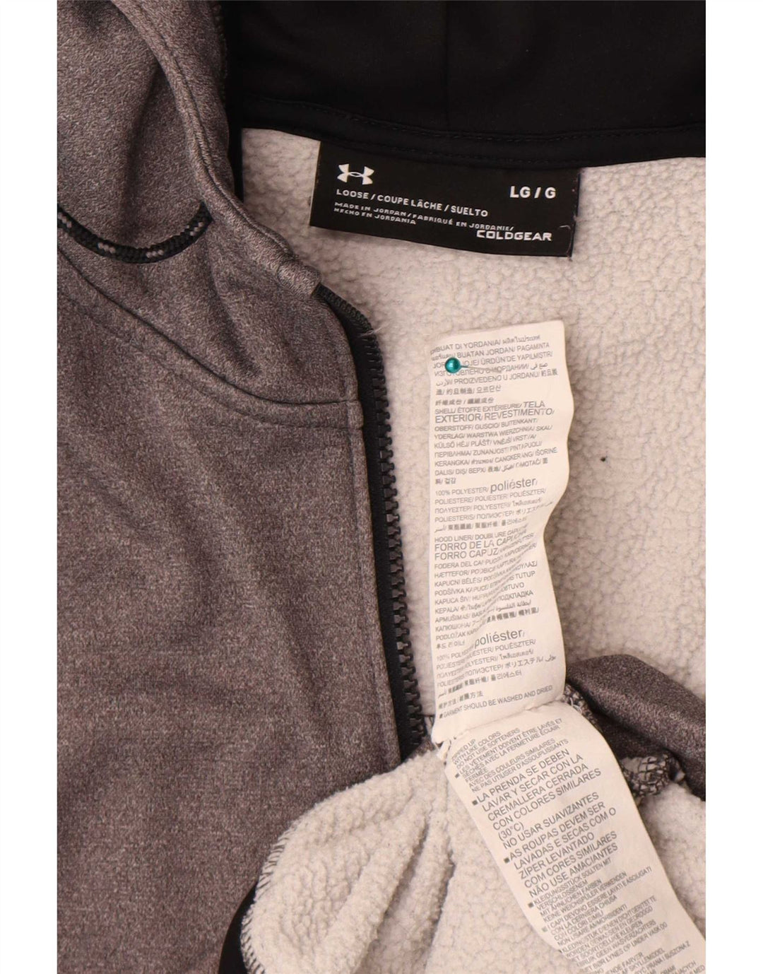 Under Armour muški pulover s kapuljačom Cold Gear, veliki sivi poliester