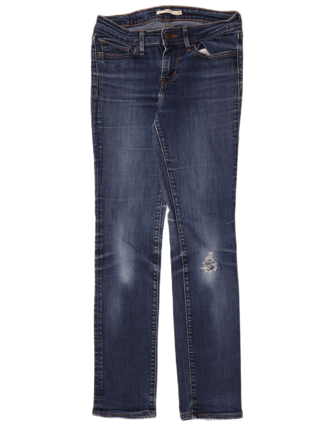 LEVI'S Ženske 712 uske traperice s oštećenjem W27 L30 plavi pamuk