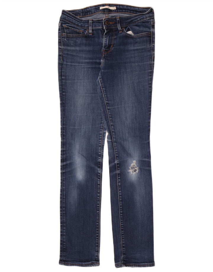 LEVI'S Ženske 712 uske traperice s oštećenjem W27 L30 plavi pamuk