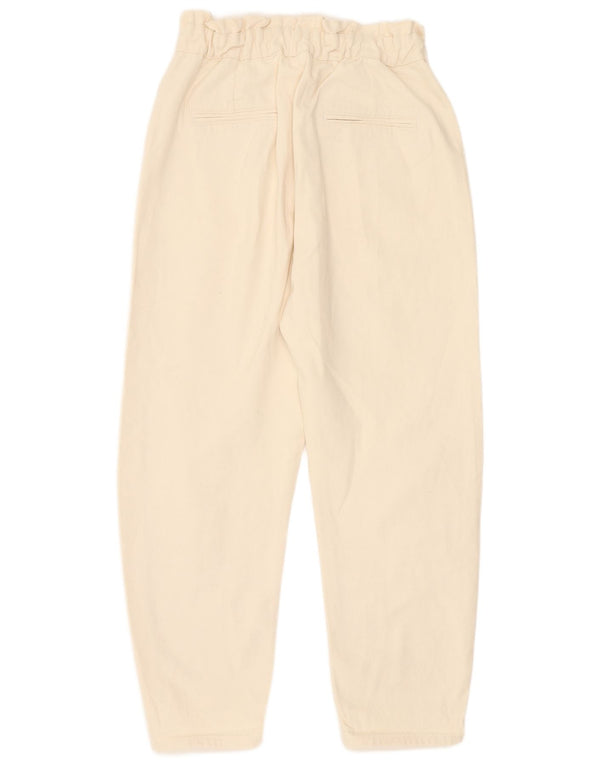 Zara Womens High Waist Tapered Jeans EU 36 XS W26 L25 Beige Cotton