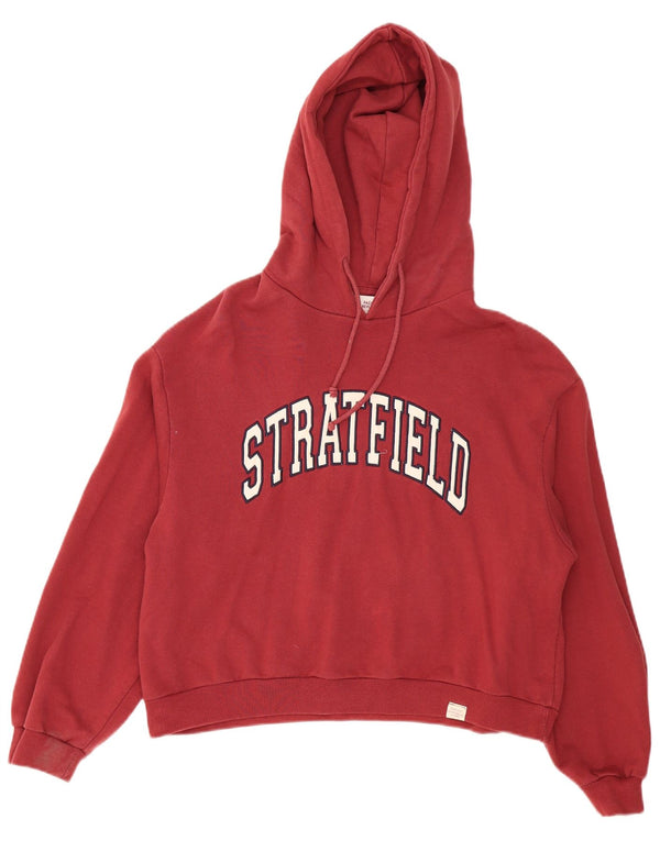 Pull & Bear ženska prekomjerna kratka majica s kapuljačom UK 14 Srednje crvena