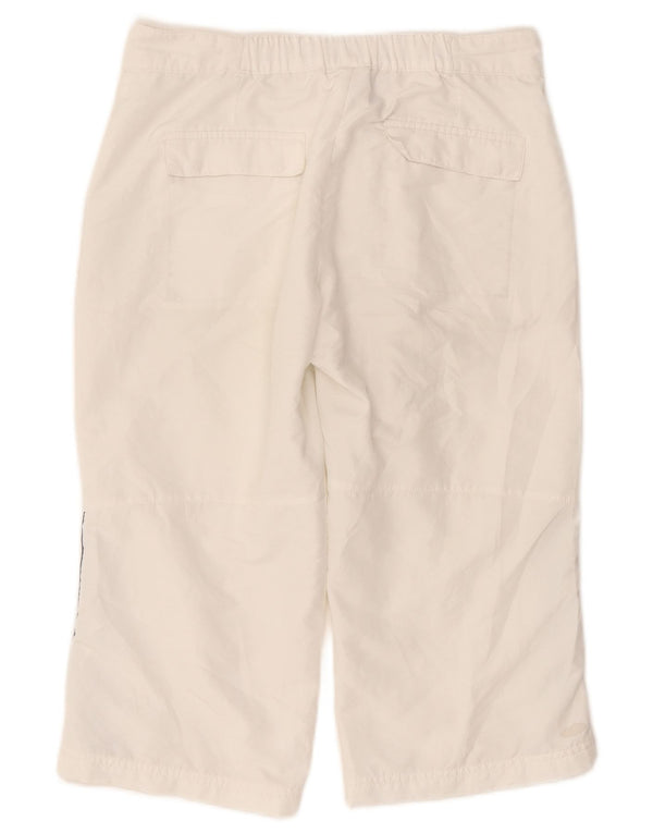 Adidas ženske ravne kapri hlače UK 10 male W27 L17 bijeli poliester