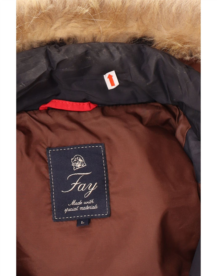 FAY muška podstavljena jakna s kapuljačom UK 40 veliki tamnoplavi poliester