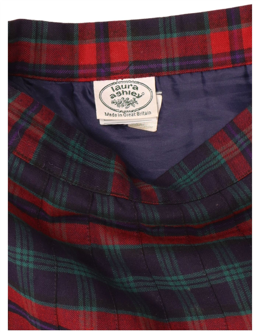 LAURA ASHLEY Ženska plisirana suknja visokog struka W26 Mala tamnoplava karirana