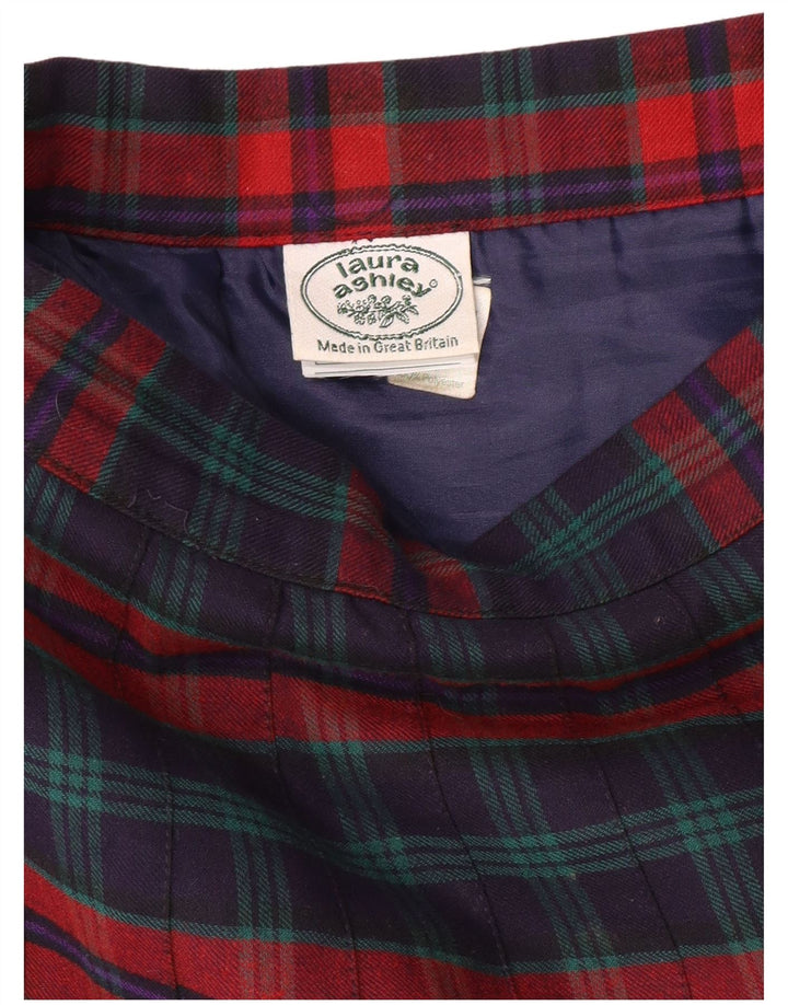 LAURA ASHLEY Ženska plisirana suknja visokog struka W26 Mala tamnoplava karirana