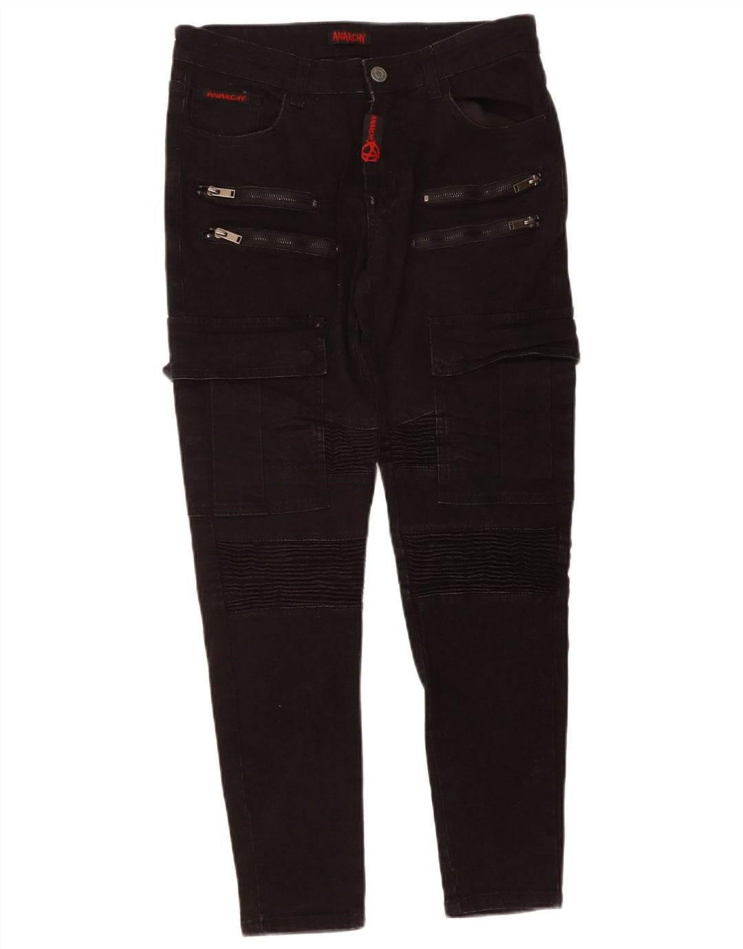 VINTAGE Womens Cargo Slim Jeans IT 44 Medium W32 L28 Black Cotton