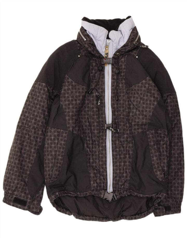 FILA ženska prevelika skijaška jakna s kapuljačom US 6 srednje crne geometrije