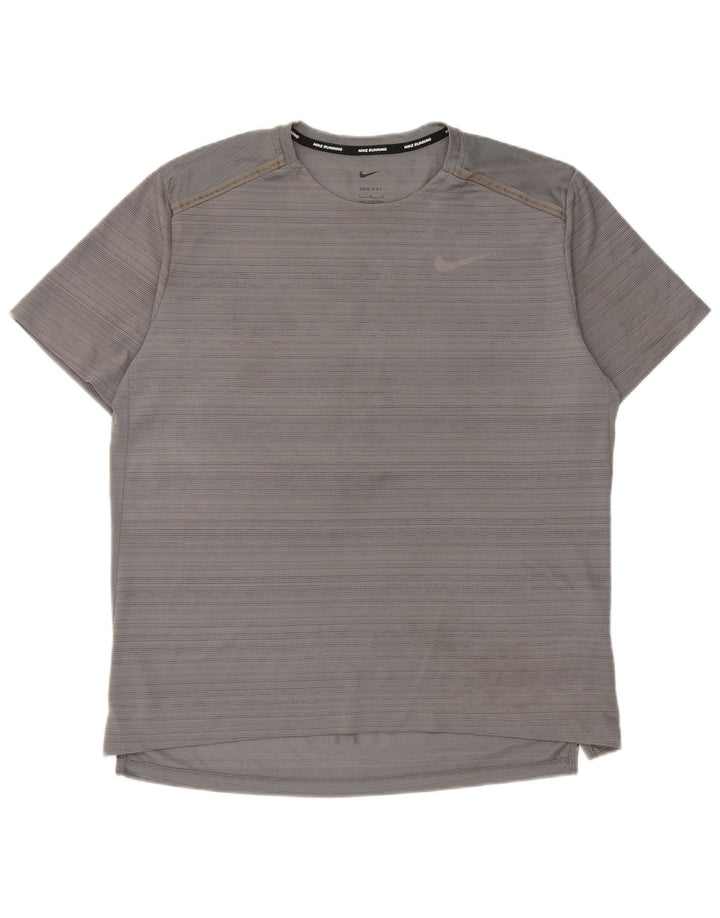 Nike Dri Fit majica kratkih rukava s velikim sivim prugama od poliestera