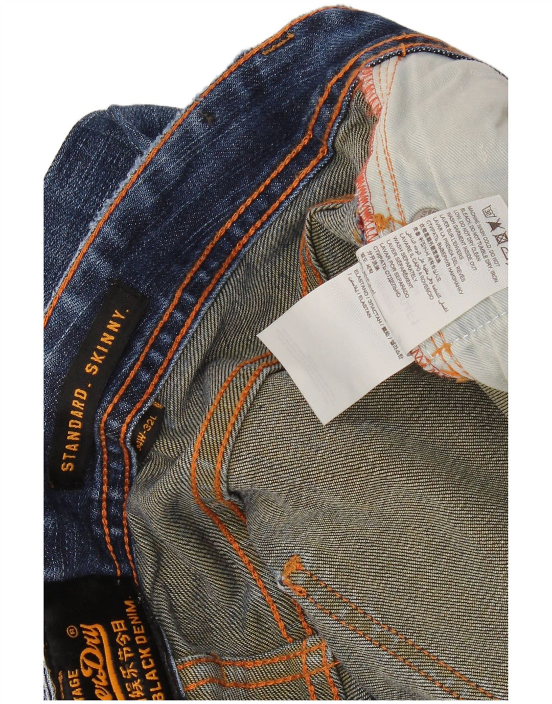 SUPERDRY muške uske traperice standardnog kroja W34 L32 plavi pamuk