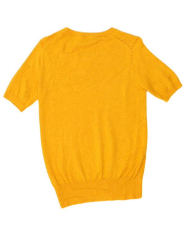 Zara Womens Short Sleeve Boat Neck Jumper Sweater UK 12 Medium Yellow