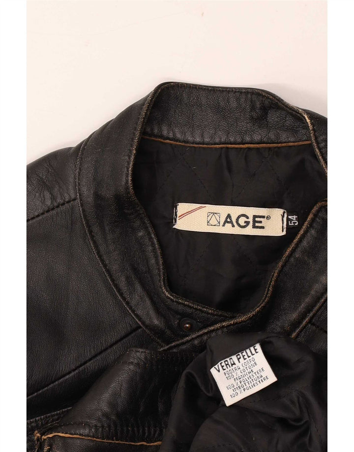 Vintage muška biciklistička kožna jakna IT 54 2XL crna koža