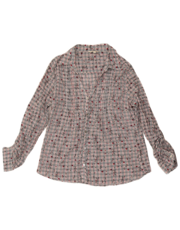 White Stuff Ženska košulja bluza UK 14 Srednje sivi cvjetni pamuk