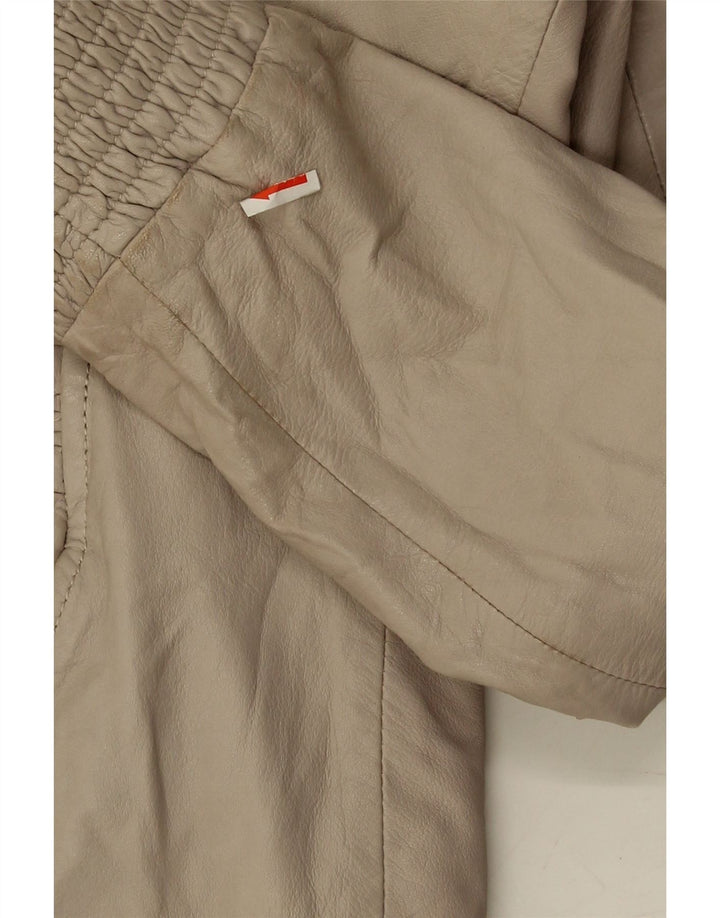 LIU JO Womens Bomber Leather Jacket IT 40 Small Beige Leather Vintage Liu Jo and Second-Hand Liu Jo from Messina Hembry 
