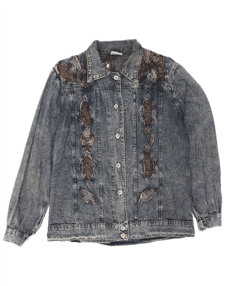 VINTAGE Womens Denim Jacket UK 18 XL Blue Cotton