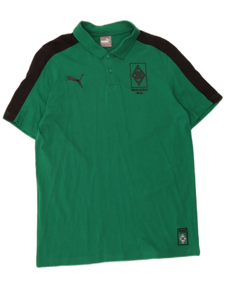 PUMA Mens Graphic Polo Shirt Medium Green Colourblock