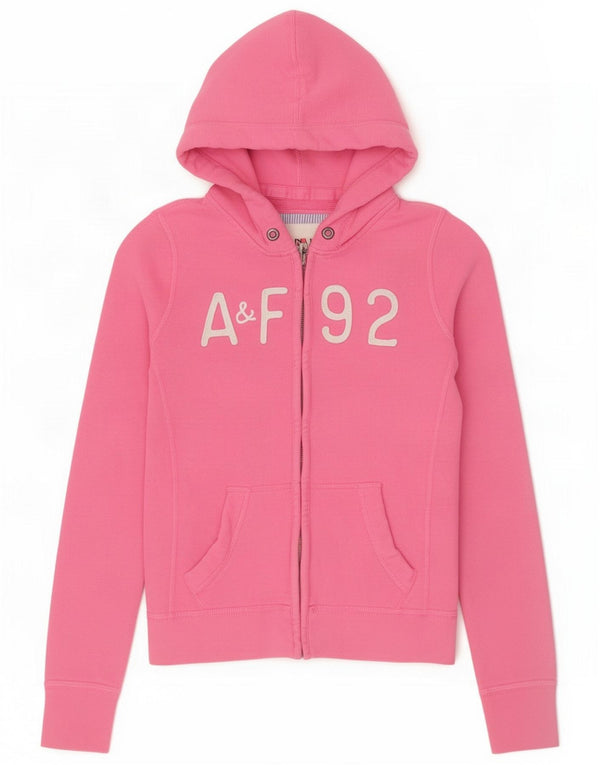 Abercrombie & Fitch Womens Graphic Zip Hoodie Sweater UK 10 Small Pink