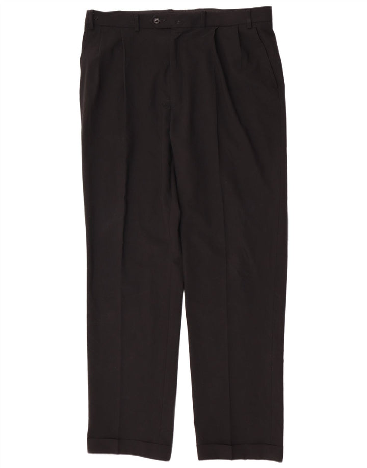 Marks & Spencer muške uobičajene hlače W38 L33 crni poliester