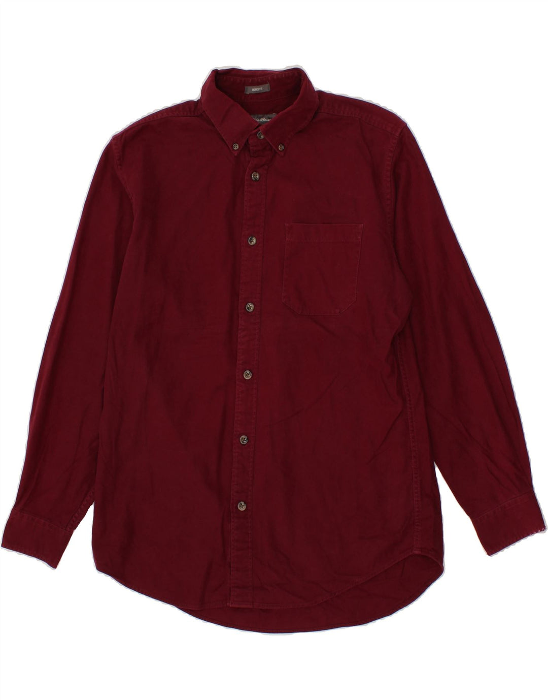 EDDIE BAUER Mens Relaxed Fit Shirt Small Maroon Cotton Vintage Eddie Bauer and Second-Hand Eddie Bauer from Messina Hembry 