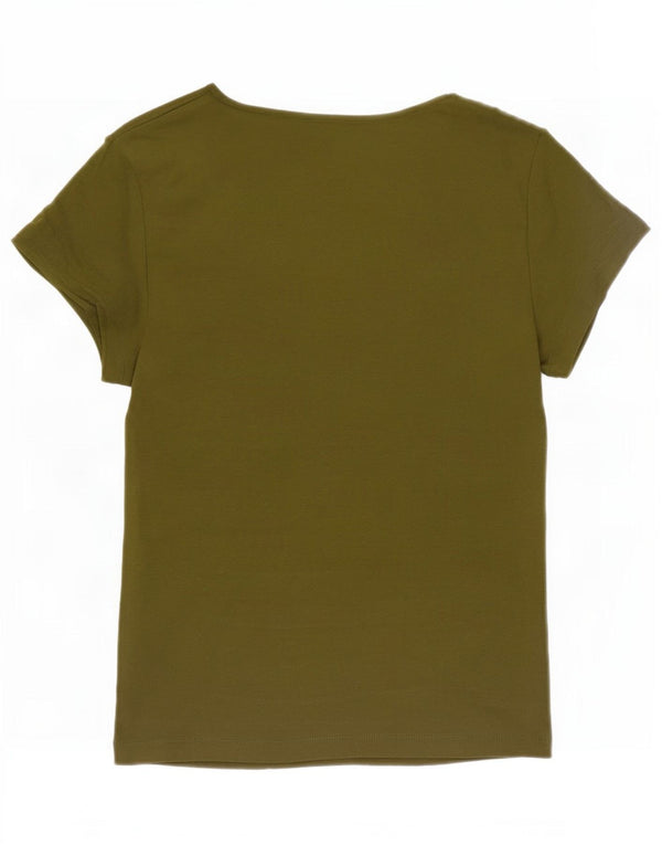 Marks & Spencer Womens T-Shirt Top UK 10 Small Khaki Cotton