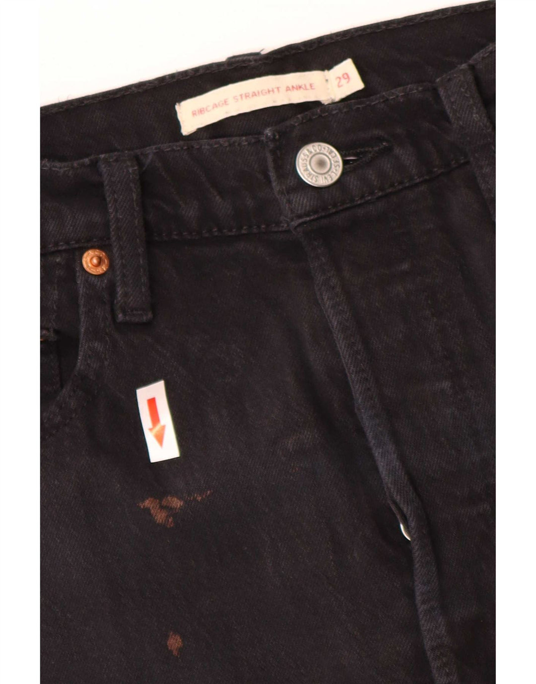 Levi's ženske ravne traperice s prsnim košem W29 L27 crni pamuk