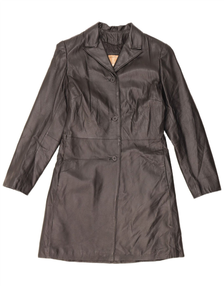 CONBIPEL Womens Leather Coat IT 44 Medium Black Leather
