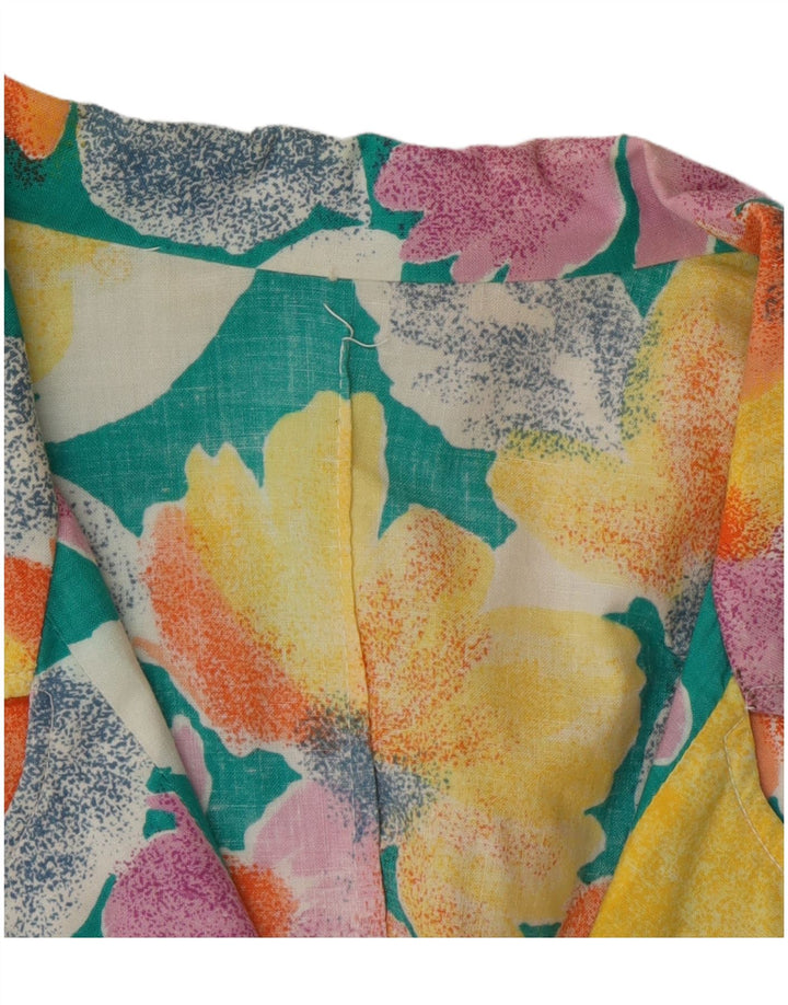 Vintage ženski sako s 3 gumba UK 16 Veliki raznobojni cvjetni